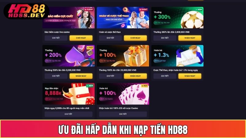 Ưu Đãi Hấp Dẫn Khi Nạp Tiền HD88