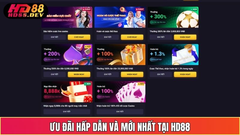 Ưu đãi hấp dẫn Và Mới Nhất tại HD88