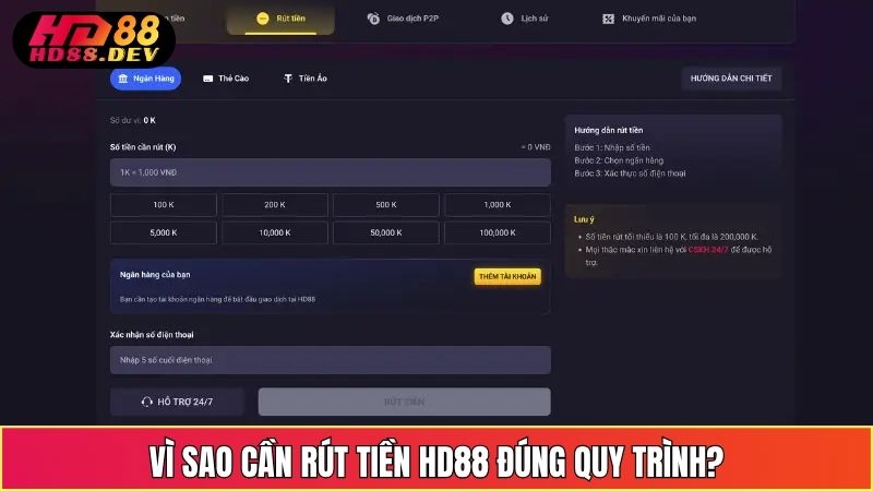 Vì Sao Cần Rút Tiền HD88 Đúng Quy Trình?